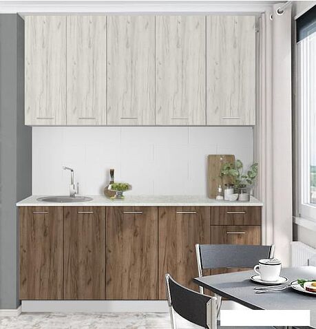 Готовая кухня Артём-Мебель Эльза СН-114 без стекла ДСП 1.8м (дуб крафт белый/дуб крафт табачный)