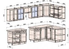 Готовая кухня Интерлиния Тренд 1.7x3.2 правая (луна/луна/бискайская сосна)