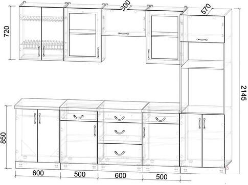 Готовая кухня Интерлиния Мила Крафт 2.8 (дуб королевский)