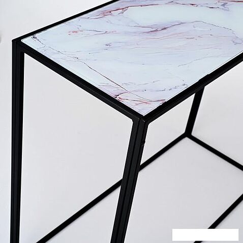 Консольный стол RasGar Грация Лайт (черный/белый мрамор)