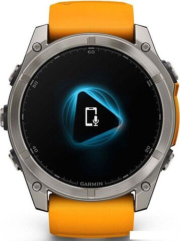 Умные часы Garmin Fenix 8 Sapphire 51мм (титановый, оранжевый силиконовый ремешок)