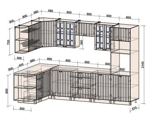 Готовая кухня Интерлиния Берес 1.68x3.0 ВТ левая (дуб королевский/бискайская сосна)