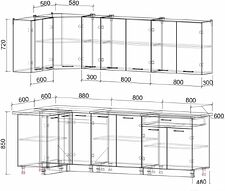 Угловая кухня Интерлиния Мила Лайт 1.2x2.5 (серебро/антрацит)