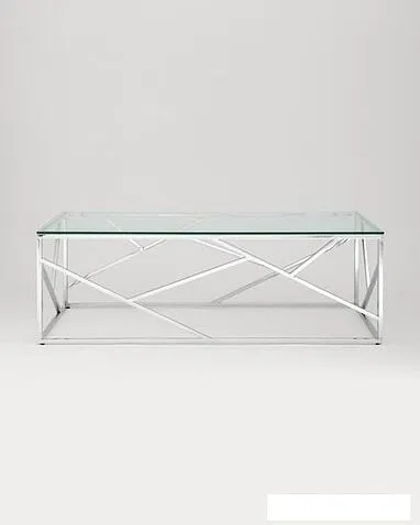 Журнальный столик Stool Group Арт Деко 120x60 ECT-015 (прозрачное стекло/сталь серебристый)