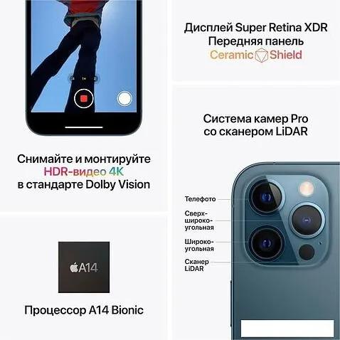Смартфон Apple iPhone 12 Pro Max 256GB Восстановленный by Breezy, грейд B (тихоокеанский синий)