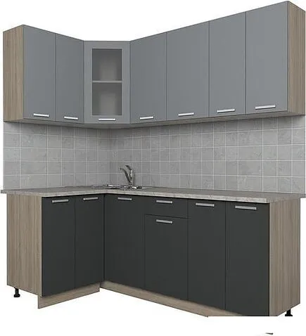 Готовая кухня Интерлиния Мила 12x20 (антрацит/серебро)