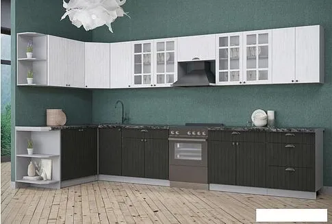 Готовая кухня Интерлиния Берес 1.5x2.9 правая (дуб английский/дуб полярный/кастилло темный)