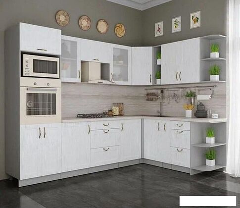 Готовая кухня Интерлиния Мила Крафт 1.88x2.8 правая (дуб полярный)