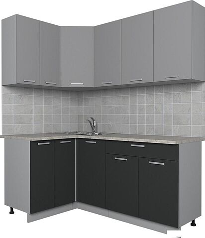 Угловая кухня Интерлиния Мила Лайт 1.2x1.8 (серебро/антрацит)