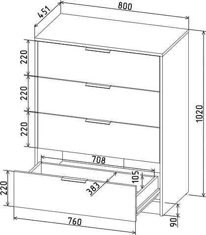 Комод Интерлиния Концепт КТ-К80 (бетон/белый платинум)
