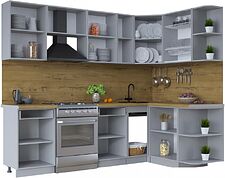 Готовая кухня Интерлиния Тренд 1.5x2.5 правая (океан/слоновая кость/серый каспий)