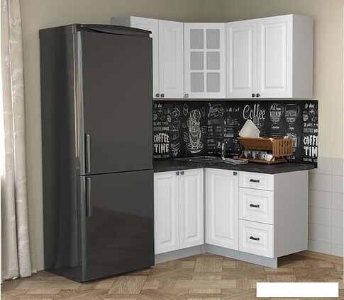 Угловая кухня Интерлиния Мила Деко 1.2x1.4 (белый/кастилло темный)