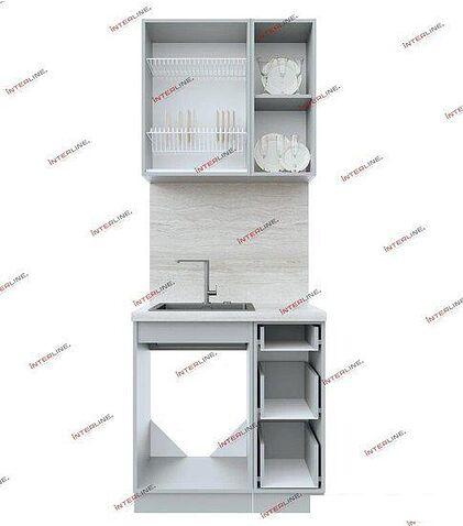 Готовая кухня Интерлиния Берес 0.8А (дуб лазурный/дуб серый/серый каспий)