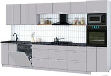 Готовая кухня Интерлиния Мила Gloss 3.6-ПМ1-2 (грей/грей/кастилло темный)