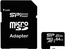 Карта памяти Silicon-Power microSDXC Elite UHS-1 (Class 10) 64 GB (SP064GBSTXBU1V10-SP) Карта памяти Silicon-Power microSDXC Elite UHS-1 (Class 10) 64 GB (SP064GBSTXBU1V10-SP)