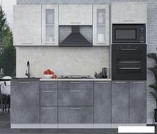 Готовая кухня Интерлиния Мила 2.3 ВТ (бетон лайт/бетон портленд/опал светлый)