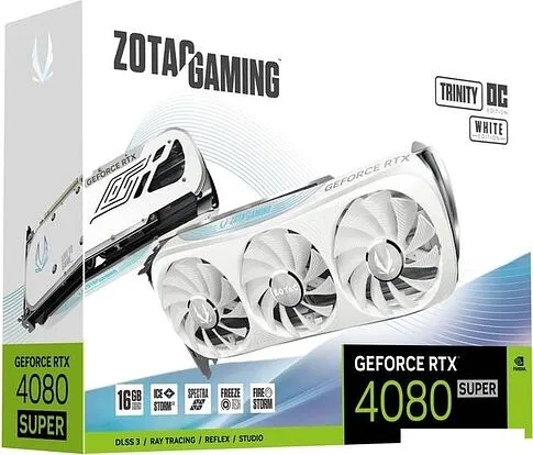 Видеокарта ZOTAC GeForce RTX 4080 Super Trinity OC White Edition 16GB GDDR6X ZT-D40820Q-10P