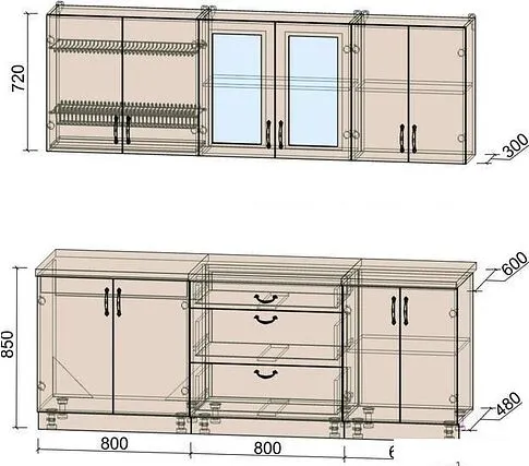 Готовая кухня Интерлиния Мила Крафт 2.2Б (дуб королевский)