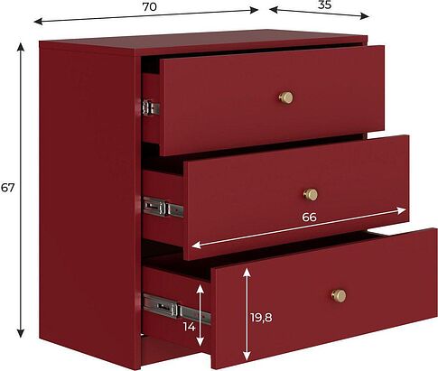 Комод Black Red White Parma KOM3S (марсала)