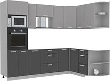 Готовая кухня Интерлиния Мила Лайт 1.68x2.6 правая без столешницы (серебристый/антрацит) Готовая кухня Интерлиния Мила Лайт 1.68x2.6 правая без столешницы (серебристый/антрацит)