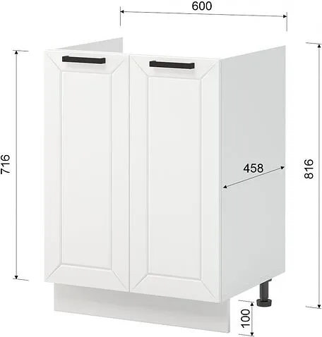 Шкаф напольный Mio Tesoro Альфа ШНМ 600 (белый/холст белый)