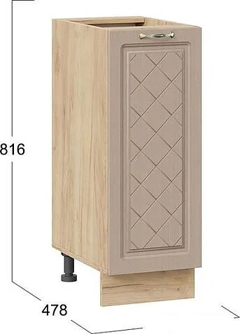 Шкаф напольный Трия Бьянка 1Н3 (дуб крафт золотой/дуб кофе)