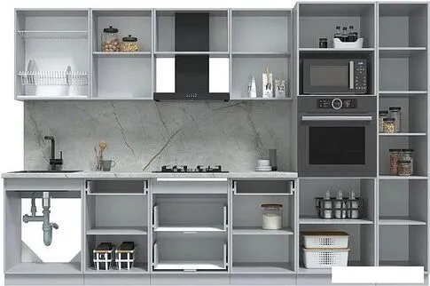 Готовая кухня Интерлиния Берес 3.2В (дуб лазурный/дуб бунратти)