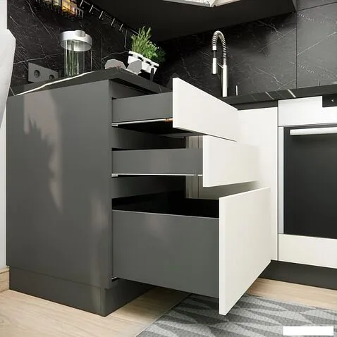 Готовая кухня ВерсоМебель Эко Премиум 1.2x2.0 левая (белый фасадный/ст. тунис)