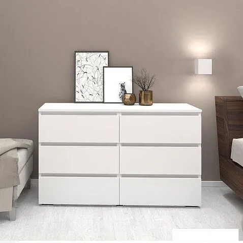 Комод Кортекс-мебель Бари 120 6ш (белый/белый/белый)