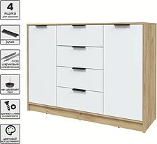 Тумба Интерлиния Концепт КТ-Т140 (белый платинум/дуб золотой)