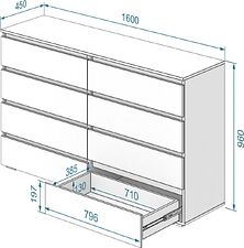 Комод Кортекс-мебель Бари 160 8ш (орех элия/орех элия/белый)