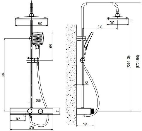 Душевая система  Ekko E2511-21 (темно-серый)