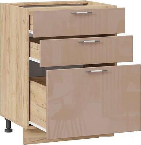 Шкаф напольный Трия Весна 1Н6Я3 (дуб крафт золотой/кофе с молоком)