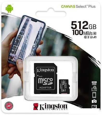 Карта памяти Kingston Canvas Select Plus microSDXC 512GB (с адаптером)