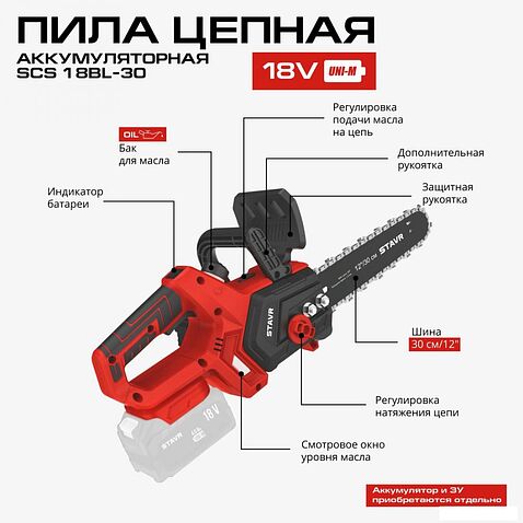Аккумуляторная пила Ставр SCS 18BL-30 (без АКБ)