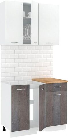 Готовая кухня Кортекс-мебель Корнелия Лира-лайт км.02513 1.0м (белый/береза/дуб бунратти)