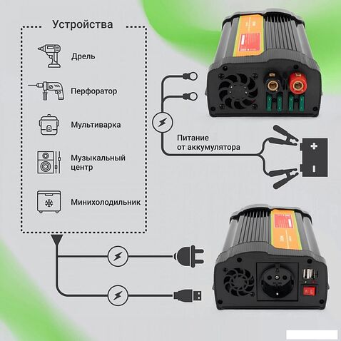 Автомобильный инвертор Digma AI1000-12W