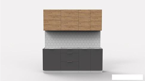 Готовая кухня Интермебель Микс Топ-35 2.0м без столешницы (дуб крафт золотой/графит серый)