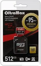 Карта памяти OltraMax Premium Series microSDXC 512GB OM512GCSDXC10UHS-1-PRU3 (с адаптером) Карта памяти OltraMax Premium Series microSDXC 512GB OM512GCSDXC10UHS-1-PRU3 (с адаптером)