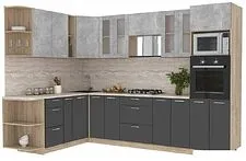 Готовая кухня Интерлиния Мила 1.88x3.0 правая (бетон-антрацит-травертин) Готовая кухня Интерлиния Мила 1.88x3.0 правая (бетон-антрацит-травертин)
