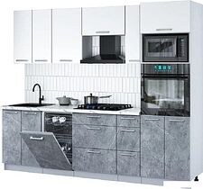 Готовая кухня Интерлиния Мила Gloss 2.55-ПМ3 (керамика/белый/белый гранит) Готовая кухня Интерлиния Мила Gloss 2.55-ПМ3 (керамика/белый/белый гранит)