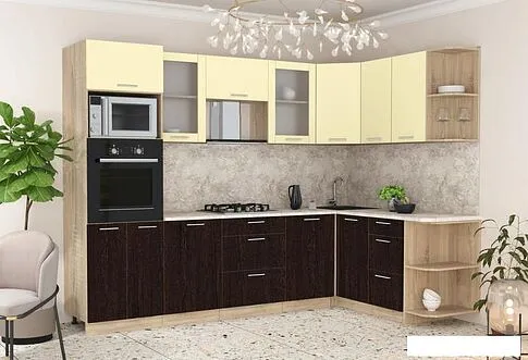 Готовая кухня Интерлиния Мила 1.68x2.8 правая (ваниль/дуб венге/малага)
