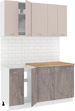 Готовая кухня Кортекс-мебель Корнелия Лира-лайт км.02516 1.5 м (капучино/оникс/дуб бунратти)