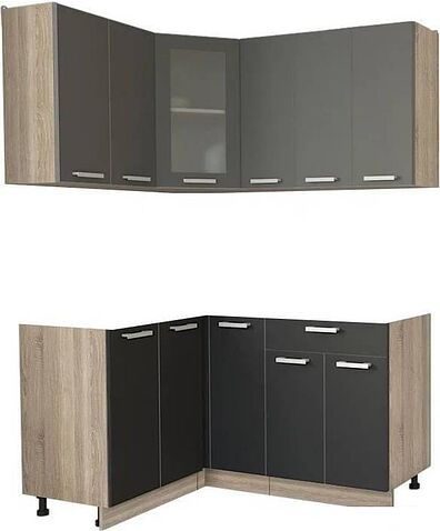 Готовая кухня Интерлиния Мила 12x15 без столешницы (серебристый/антрацит)