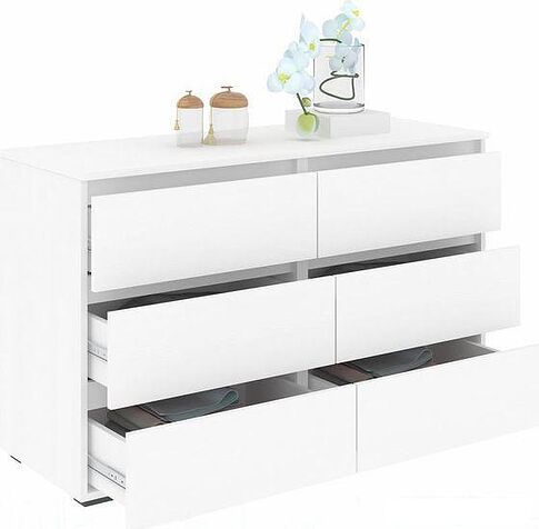 Комод Кортекс-мебель Бари 120 6ш (белый/белый/белый)