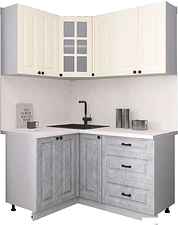 Готовая кухня Интерлиния Мила Деко 1.2x1.5 (керамика/белый/опал светлый)