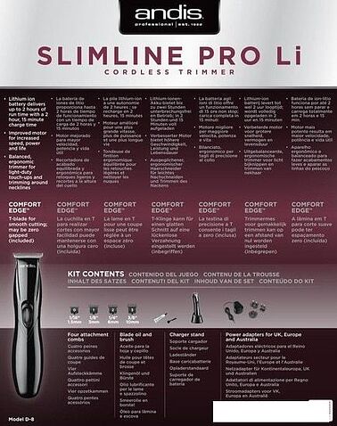 Машинка для стрижки Andis Slimline Pro Li T-Blade (черный)