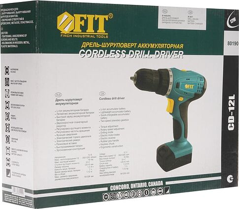 Дрель-шуруповерт FIT 80190 (с 1-им АКБ)