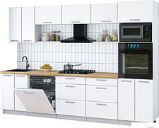 Готовая кухня Интерлиния Мила Gloss 3.0-ПМ1 (белый/белый/дуб бунратти)