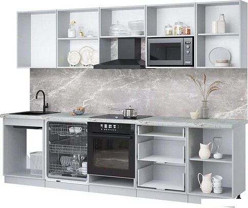 Готовая кухня Интерлиния Мила Лайт 2.9-ПМ2 (бетон/бетон/дуб бунратти)